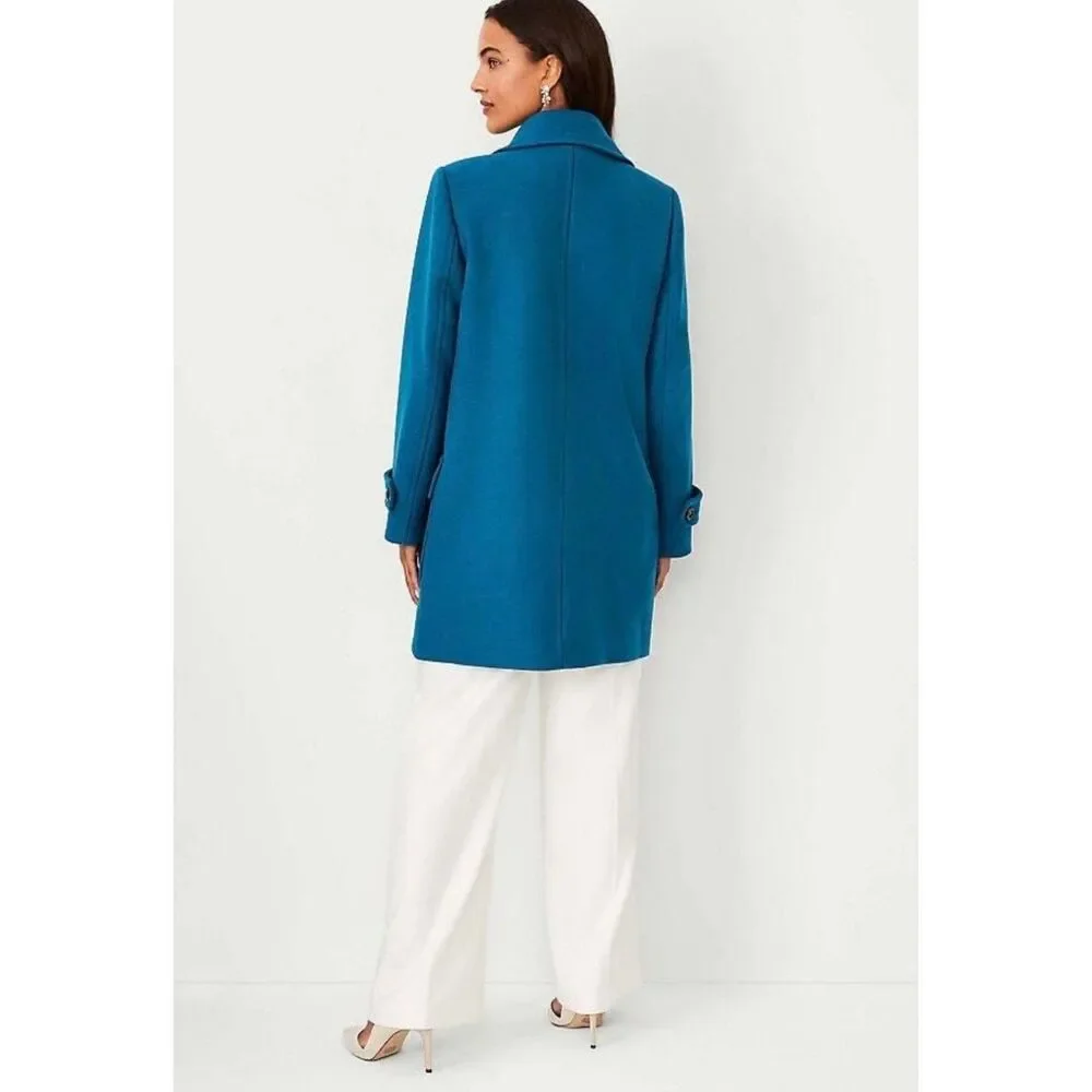 ANN TAYLOR Wool Blend Refined Peacoat Deep Lagoon, Sz SP